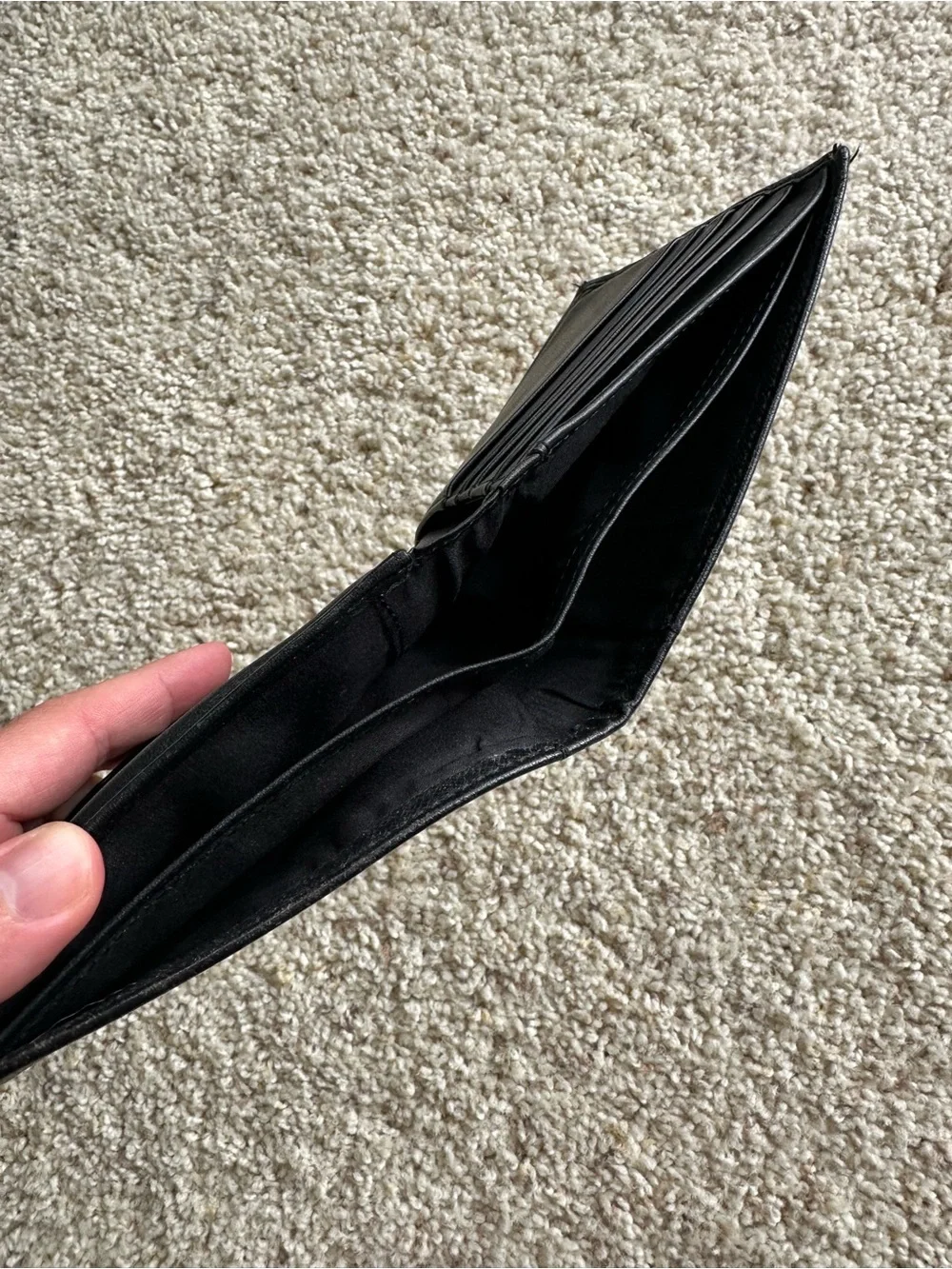 Calvin Klein Black Leather Slim Bi-Fold Card Holder Wallet